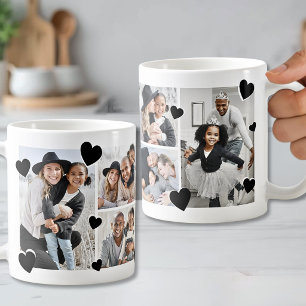 Caneca De Café Colagem de Fotos Personalizada de Coração Simples
