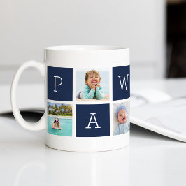 Caneca De Café Colagem de Fotos Personalizada do Avô de Pawpaw