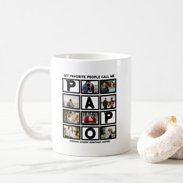 Caneca De Café Colagem de Fotos Personalizada do Avô Moderno Papo (Com Donut)