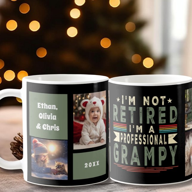 Caneca De Café Colagem de Fotos Personalizada do Vovô Profissiona (Criador carregado)
