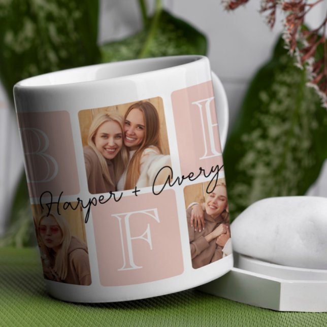 Caneca De Café Colagem de Fotos Personalizada dos Melhores Amigos (Criador carregado)