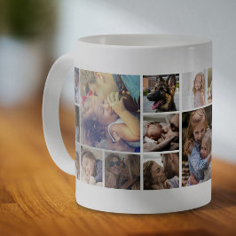 Caneca De Café Colagem de Fotos Personalizada em 19 Quadrados