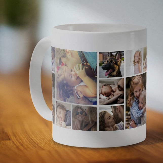 Caneca De Café Colagem de Fotos Personalizada em 19 Quadrados (Criador carregado)