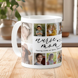 Caneca De Café Colagem de Fotos Personalizada Enfermeira Mãe