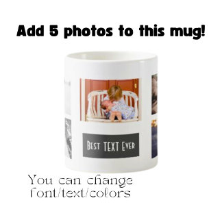 Caneca De Café Colagem de Fotos Personalizada Melhor (SEU TEXTO) 