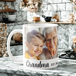 Caneca De Café Colagem de fotos personalizada por vovó elegante m
