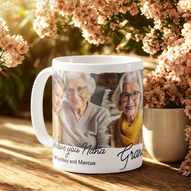 Caneca De Café Colagem de fotos personalizada por vovó elegante m (Criador carregado)