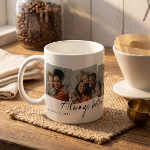 Caneca De Café Colagem de Fotos Personalizadas 'Melhor Juntos' Fa