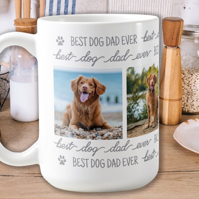 Caneca De Café Colagem de Fotos Pet 4 Personalizada do PAI DOG (Criador carregado)