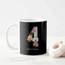 Caneca De Café Colagem de Fotos Preta e Branco Número 4