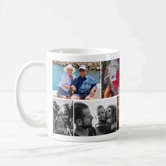 Caneca De Café Colagem de Fotos Simples e Casual Personalizada (Esquerda)