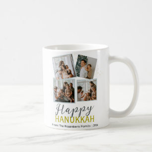 Caneca De Café Colagem de Fotos Simples Elegante Azul Feliz de Ha