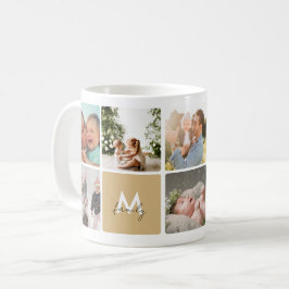 Caneca De Café Colagem de Fotos Simples Família Moderna Personali