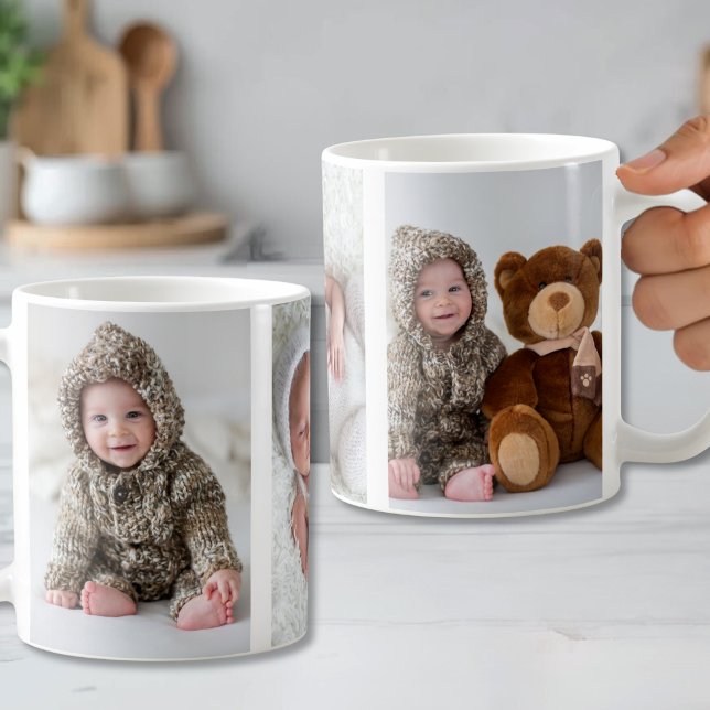 Caneca De Café Colagem de Fotos Simples Personalizada (Create your Own Photo Coffee Mug)