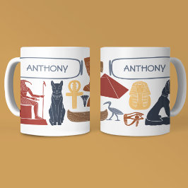 Caneca De Café Colagem de Gráficos Egípcios Antigos