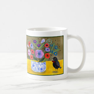 Caneca De Café Colagem de melro com gravata-borboleta Arte de pás