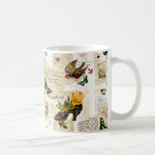 Caneca De Café Colagem De Moda De Ephemera Girly Vintage Com Nome