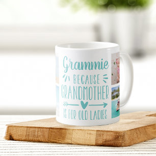 Caneca De Café Colagem de Nomes e Fotografias do Grammie Engraçad