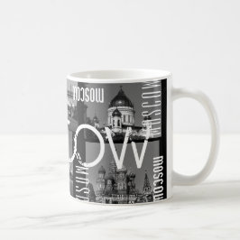 Caneca De Café Colagem de paisagem urbana da cidade de Moscou, Rú
