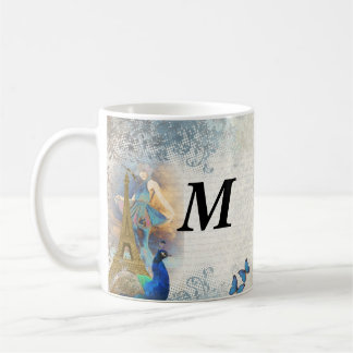 Caneca De Café Colagem de pavão de Paris