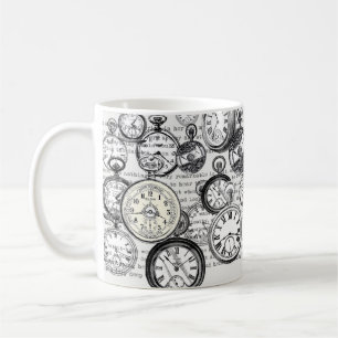 Caneca De Café Colagem de Relógio de Bolso Vitoriano Alice no Paí