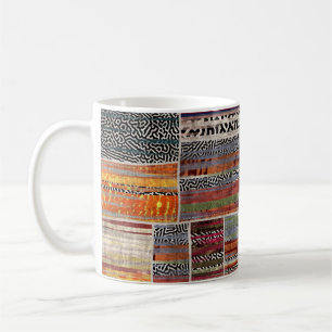 Caneca De Café Colagem de retalhos: padrão de colcha mista.