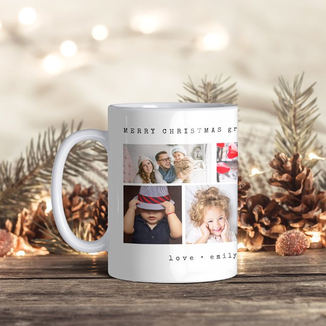 Caneca De Café Colagem de Seis Fotografias Simples | Natal (Criador carregado)