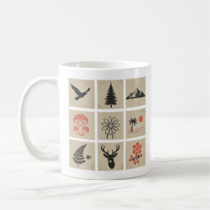 Caneca De Café Colagem de selos naturais