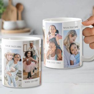 Caneca De Café Colagem de Texto e Foto Personalizada
