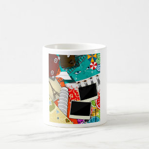 Caneca De Café Colagem de viagem com Férias de Marcas Terrestres 