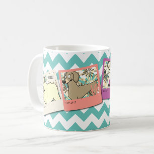 Caneca De Café colagem do quadro de 4 fotos com beiras & bckgd da