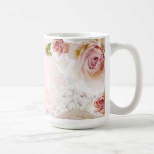 Caneca De Café Colagem do Rosa da ventoinha rosa-Primavera