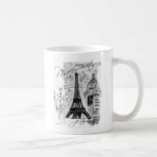 Caneca De Café Colagem em Cena Francesa em Torre Eiffel de Paris