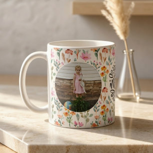 Caneca De Café Colagem Floral Botânica de 2 Fotos Mamãe & Avó