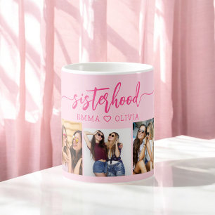 Caneca De Café Colagem Fotográfica das Irmãs de Irmandade Rosa-Qu
