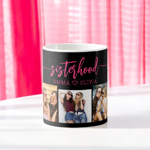 Caneca De Café Colagem Fotográfica das Irmãs de Irmandade Rosa-Qu