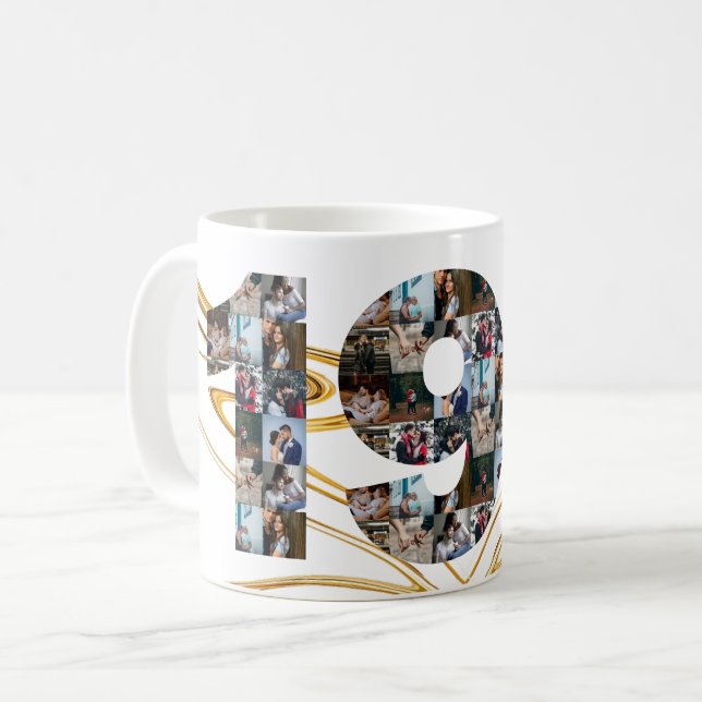 Caneca De Café Colagem fotográfica Dons de aniversário de 19 anos (Frente Esquerda)