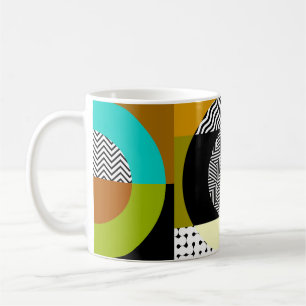 Caneca De Café Colagem geométrica: círculos, padrão de colheita.