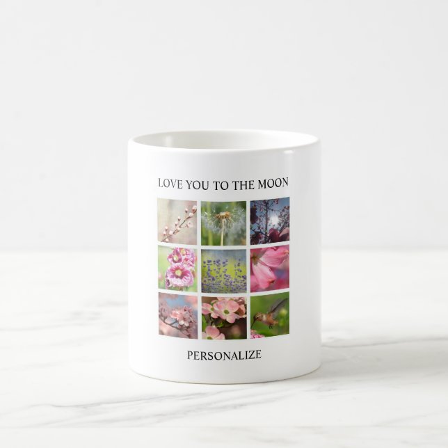 Caneca De Café Colagem personalizada das fotos com seu texto (Centro)