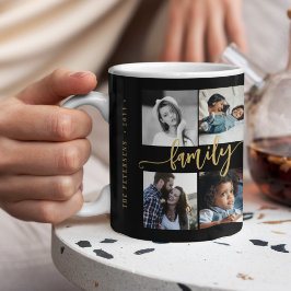 Caneca De Café Colagem personalizada de 10 fotos no script da fam