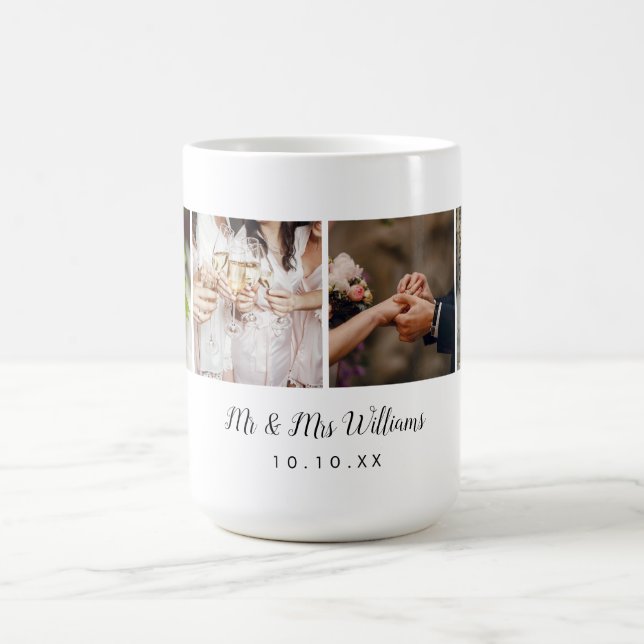 Caneca De Café Colagem Personalizada de 4 Fotografias de Casament (Centro)