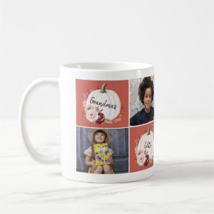 Caneca De Café Colagem personalizada de 4 fotos Vovó Pumpkin