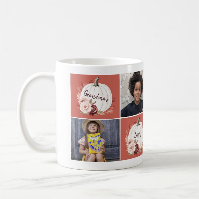Caneca De Café Colagem personalizada de 4 fotos Vovó Pumpkin (Esquerda)