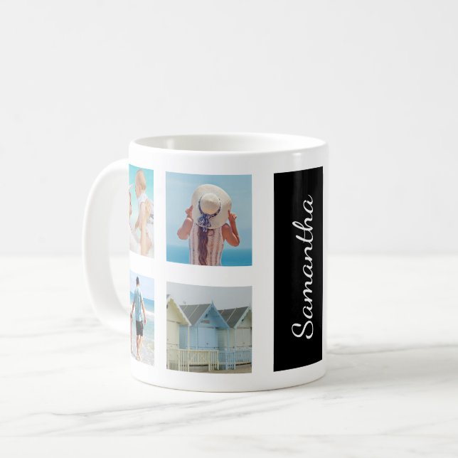 Caneca De Café Colagem Personalizada de 8 Quadrados de Fotos (Frente Esquerda)