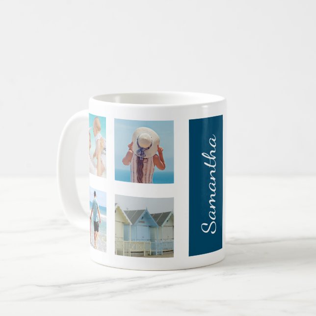 Caneca De Café Colagem Personalizada de 8 Quadrados de Fotos (Frente Esquerda)
