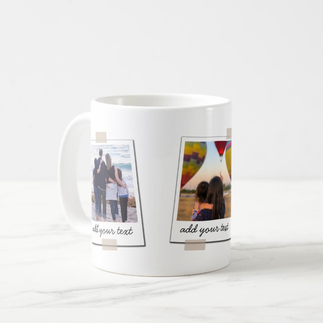 Caneca De Café Colagem Personalizada de Fotografias da Família 3  (Frente Esquerda)