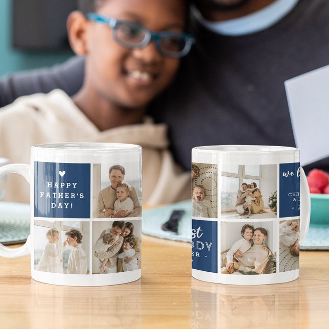 Caneca De Café Colagem Personalizada de Fotografias de 'Best Pai  (Criador carregado)