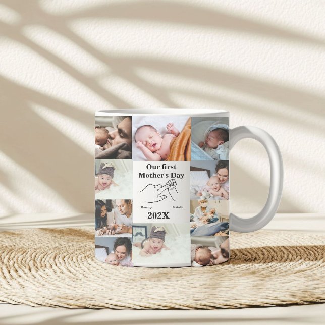 Caneca De Café Colagem Personalizada de Fotografias do Primeiro D (Criador carregado)