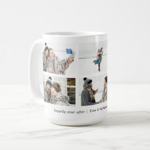 Caneca De Café Colagem Personalizada de Fotografias Feliz Nunca A