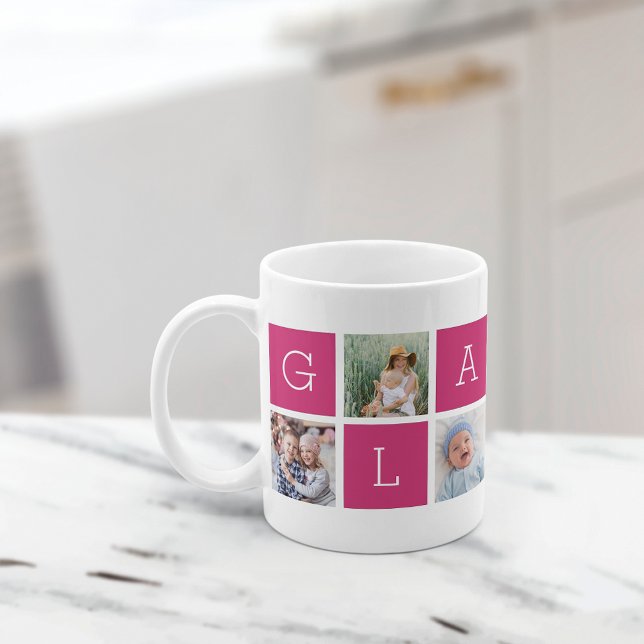 Caneca De Café Colagem Personalizada de Fotos da Avó "Glamma" (Criador carregado)